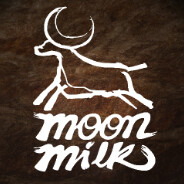 Moon Milk logo featuring a leaping cow with crescent moon symbol above