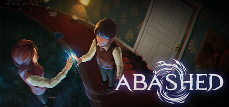 Two characters with glowing weapons face each other in dark fantasy game scene titled Abashed